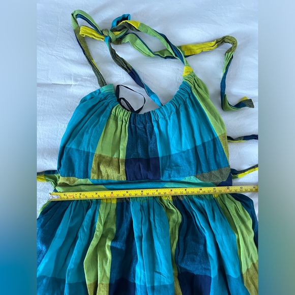 O’Neill Green Blue Plaid Y2K Halter Mini Dress Size M - Picture 7 of 9